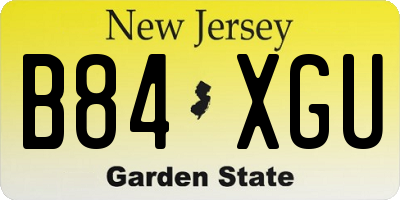 NJ license plate B84XGU