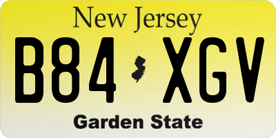 NJ license plate B84XGV