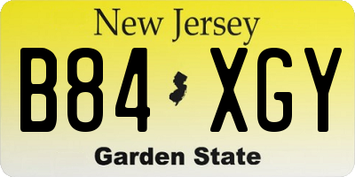 NJ license plate B84XGY
