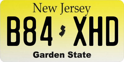 NJ license plate B84XHD