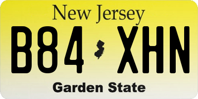 NJ license plate B84XHN