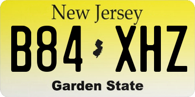 NJ license plate B84XHZ