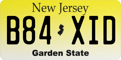NJ license plate B84XID