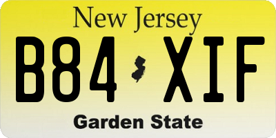 NJ license plate B84XIF
