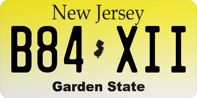 NJ license plate B84XII