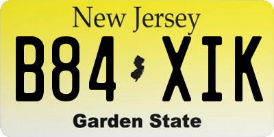 NJ license plate B84XIK
