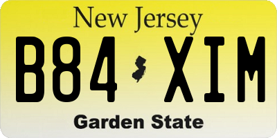 NJ license plate B84XIM