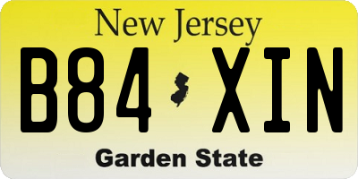 NJ license plate B84XIN