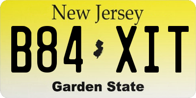 NJ license plate B84XIT