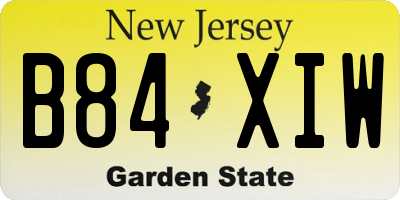 NJ license plate B84XIW