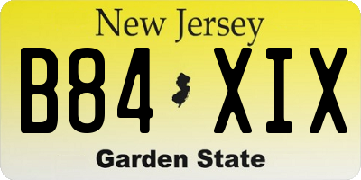 NJ license plate B84XIX