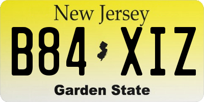 NJ license plate B84XIZ