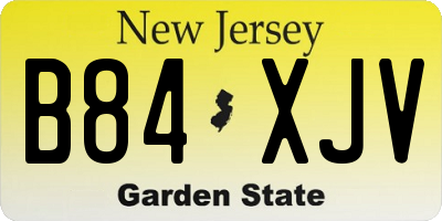 NJ license plate B84XJV