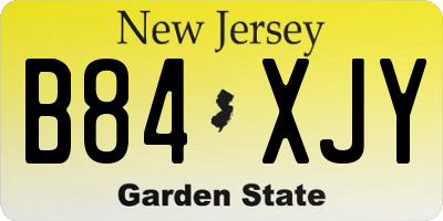NJ license plate B84XJY