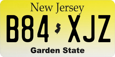 NJ license plate B84XJZ