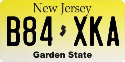 NJ license plate B84XKA