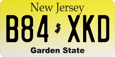 NJ license plate B84XKD