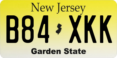NJ license plate B84XKK