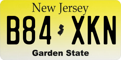 NJ license plate B84XKN
