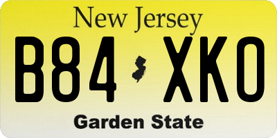 NJ license plate B84XKO