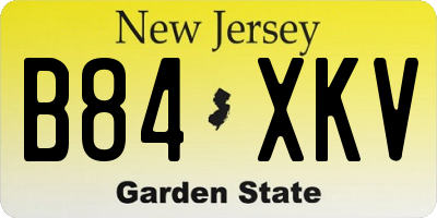 NJ license plate B84XKV
