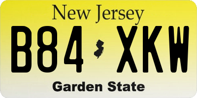 NJ license plate B84XKW