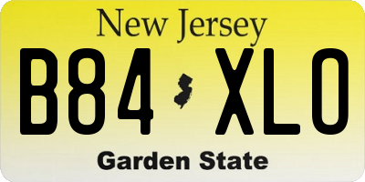 NJ license plate B84XLO