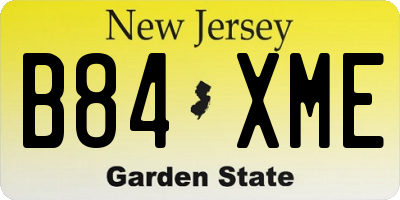 NJ license plate B84XME