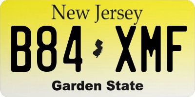 NJ license plate B84XMF