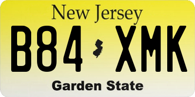 NJ license plate B84XMK