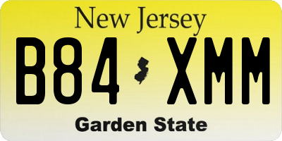 NJ license plate B84XMM