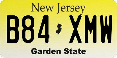 NJ license plate B84XMW