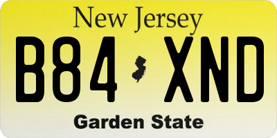 NJ license plate B84XND