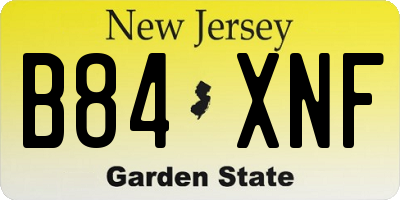 NJ license plate B84XNF