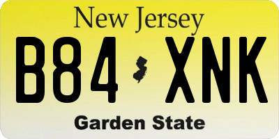 NJ license plate B84XNK