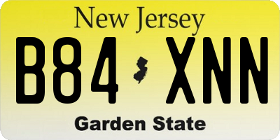 NJ license plate B84XNN