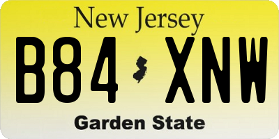NJ license plate B84XNW