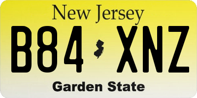 NJ license plate B84XNZ