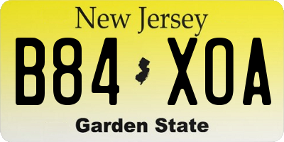 NJ license plate B84XOA