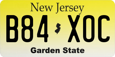NJ license plate B84XOC