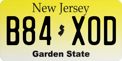 NJ license plate B84XOD