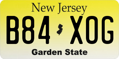NJ license plate B84XOG