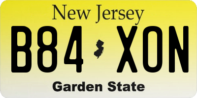 NJ license plate B84XON