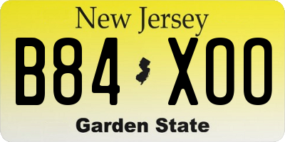 NJ license plate B84XOO