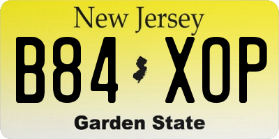 NJ license plate B84XOP