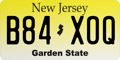 NJ license plate B84XOQ