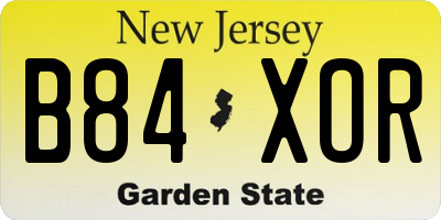 NJ license plate B84XOR