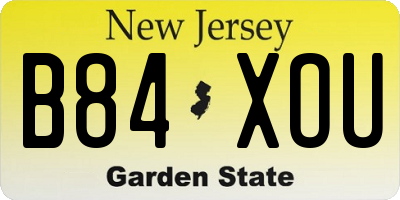 NJ license plate B84XOU