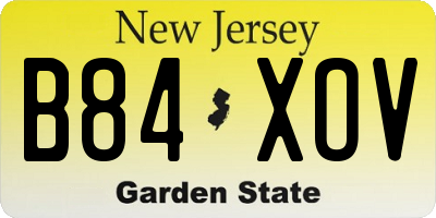 NJ license plate B84XOV