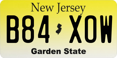 NJ license plate B84XOW